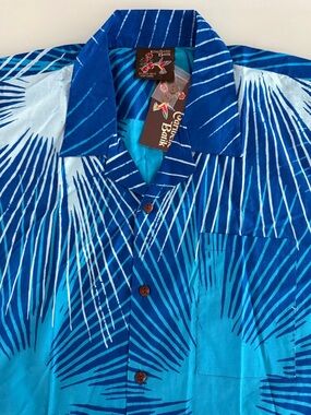 Caribelle Batik Shirt Mens XLarge Short Sleeve Button Front Outdoors Blue